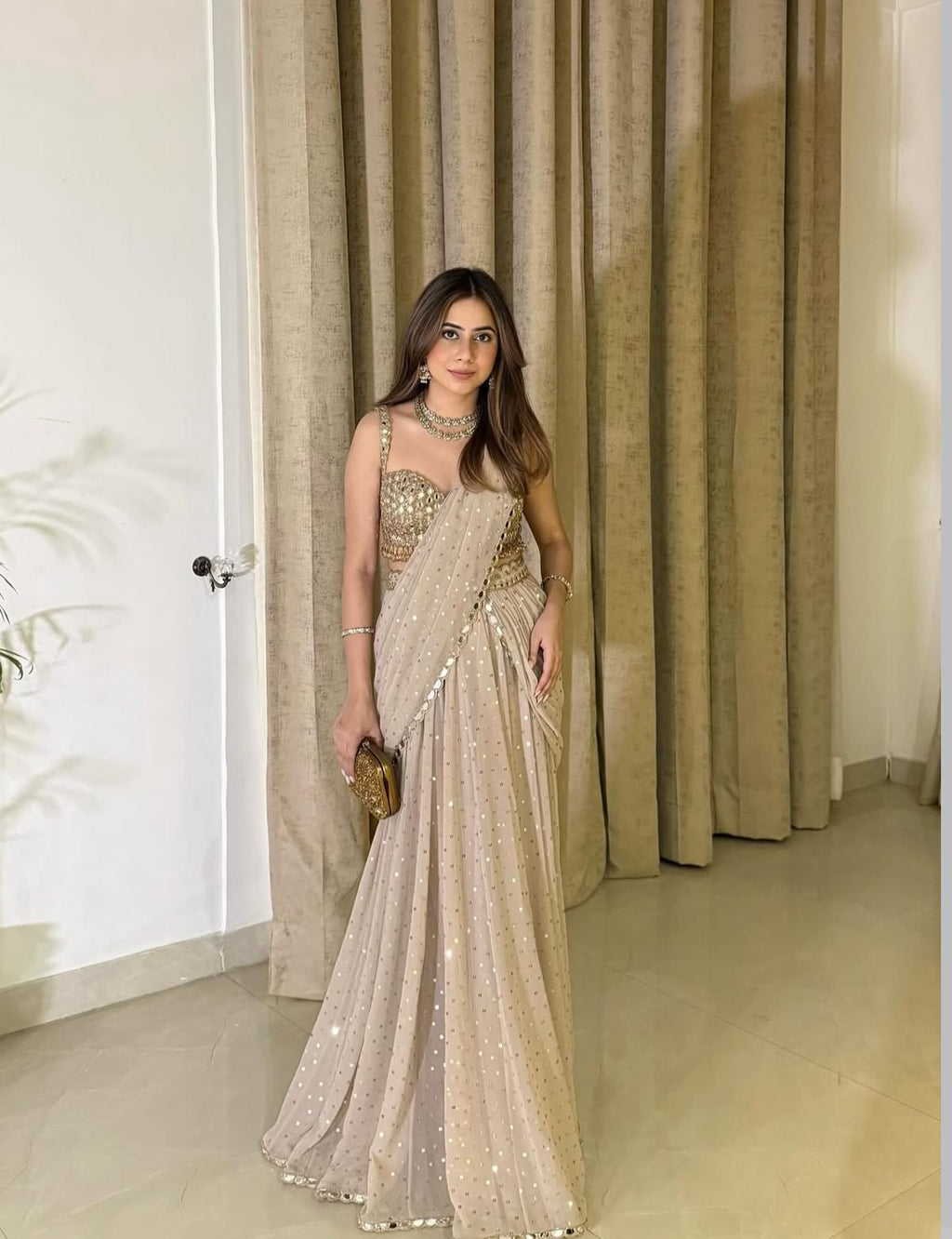 Aaina Ivory Ready To Wear Lehenga Saree