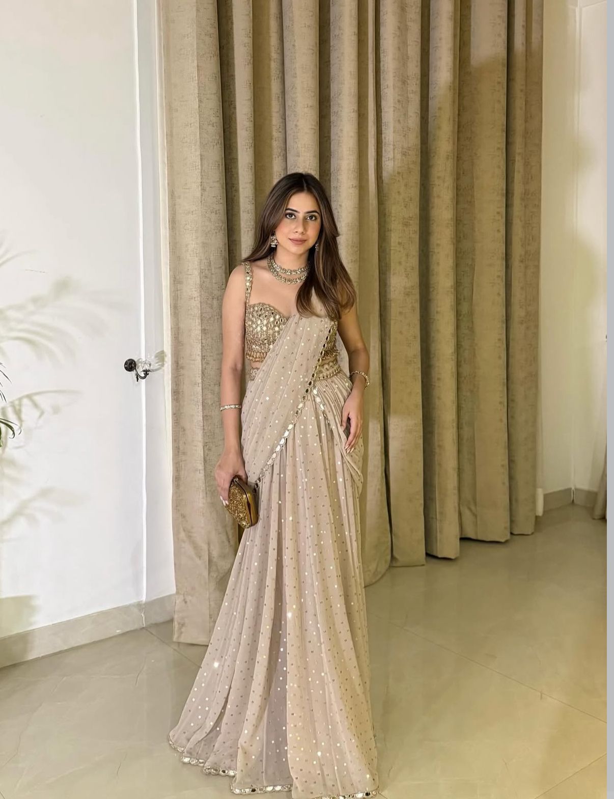 Aaina Ivory Ready To Wear Lehenga Saree